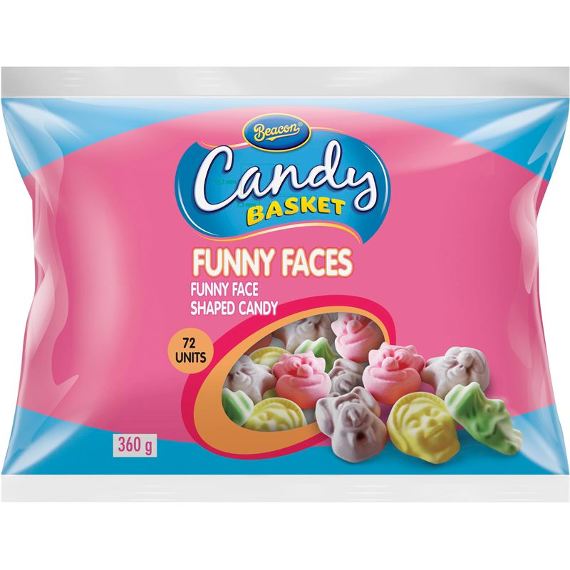 Beacon Candy Basket - Funny Faces 360g (72s)