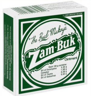 Box of Zam Buk ointment with green and white design