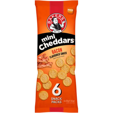 Bakers Mini Cheddars Multipack Bacon 6x33g [BB]