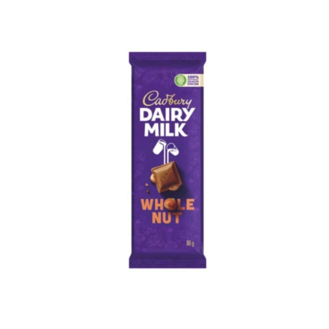 Cadbury Chocolate Slabs - Dairy Milk - Whole Nut 80g