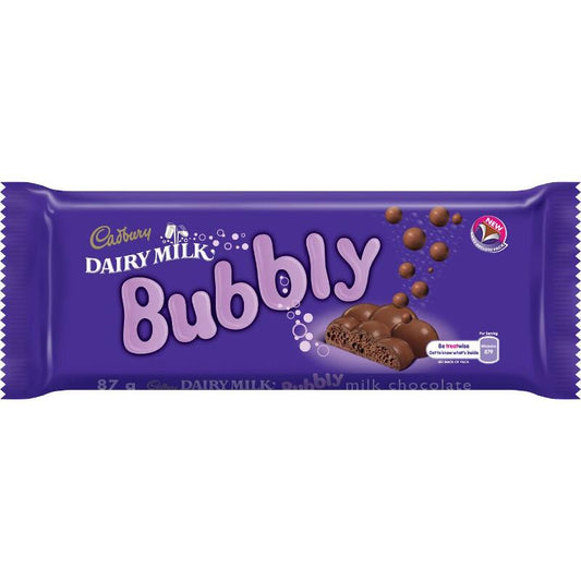 Cadbury Chocolate Slabs - Dairy Milk - Bubbly Choc 87g