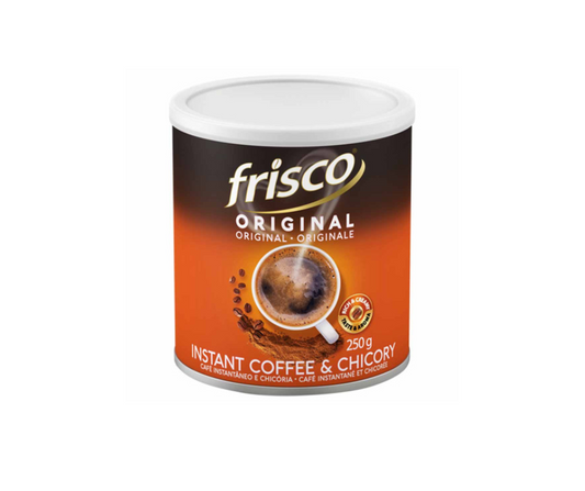 Frisco Instant Coffee & Chicory canister on a white background