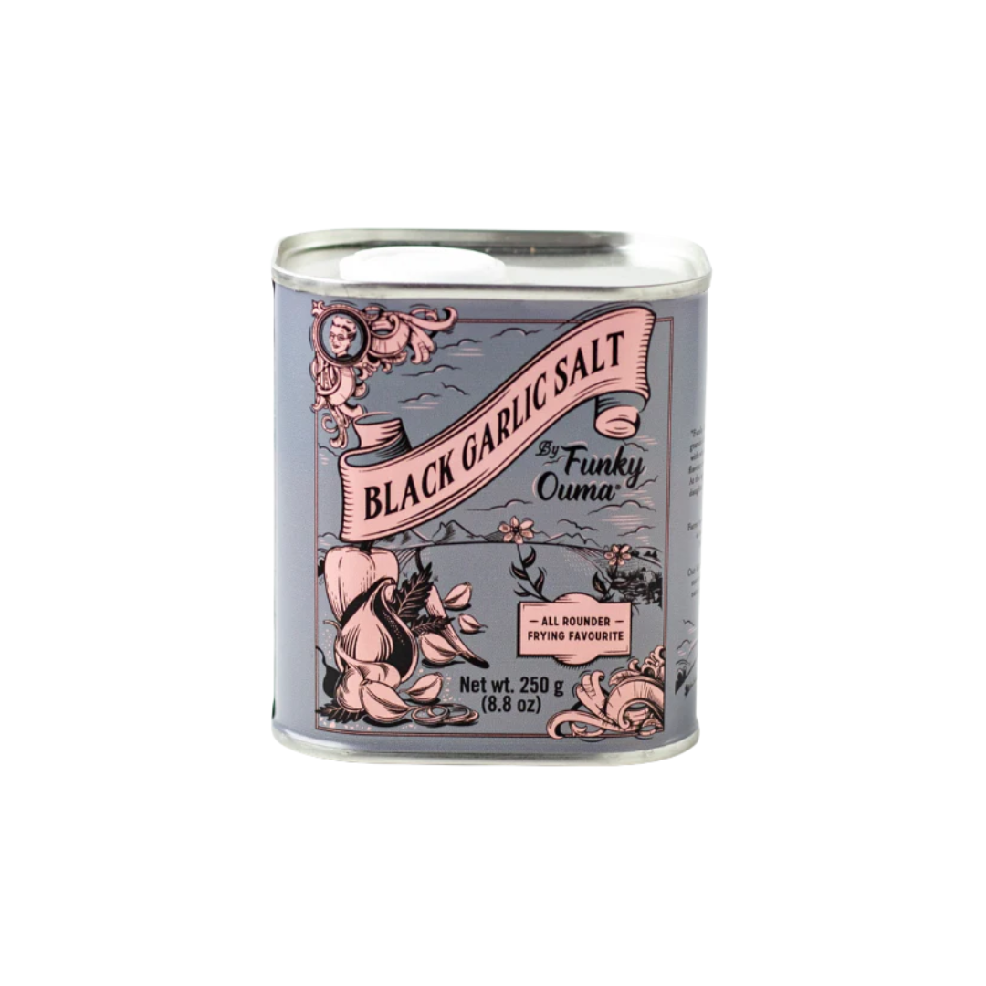 Funky Ouma Black Garlic Pink Salt (Tin) 250g