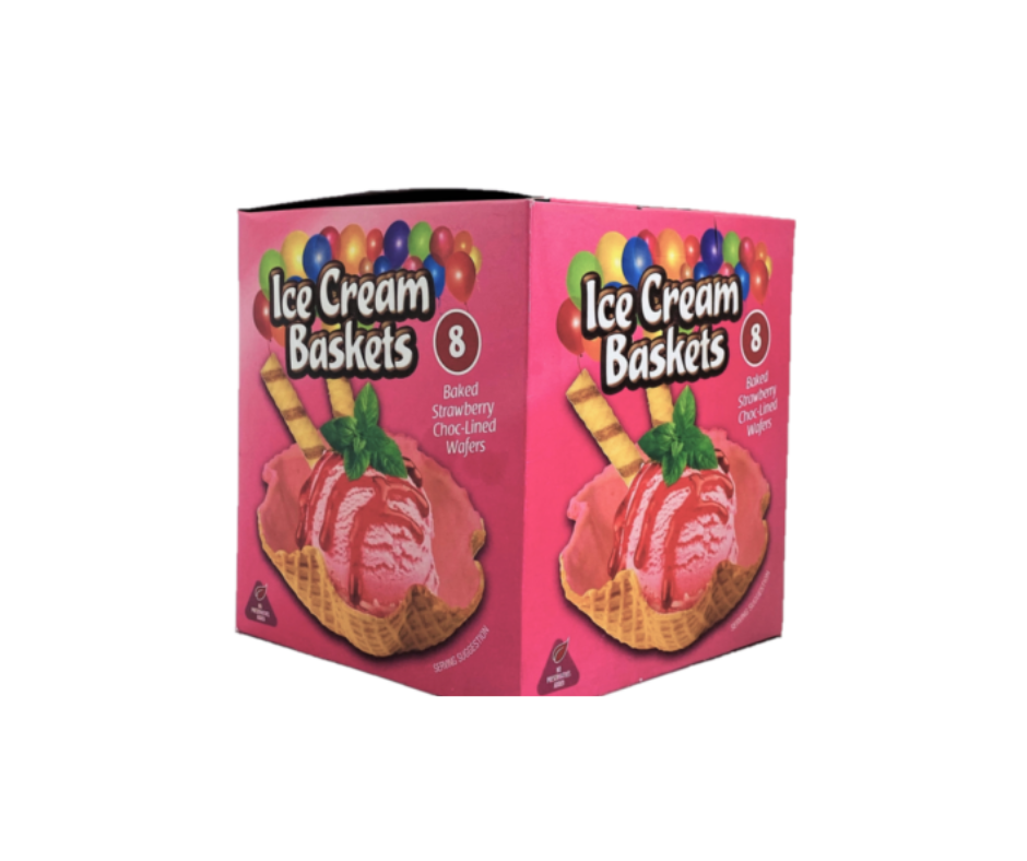 HoneyFields Ice Cream Baskets - Strawberry Yogurt Lined 8s