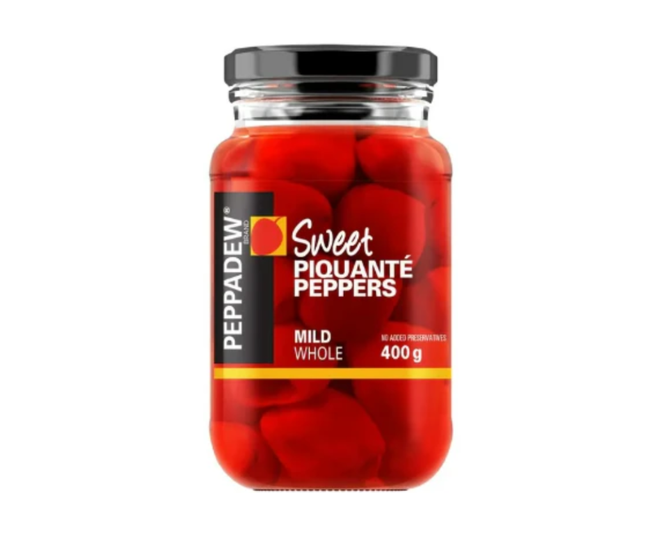 Jar of Peppadew Sweet Piquanté Peppers on a white background