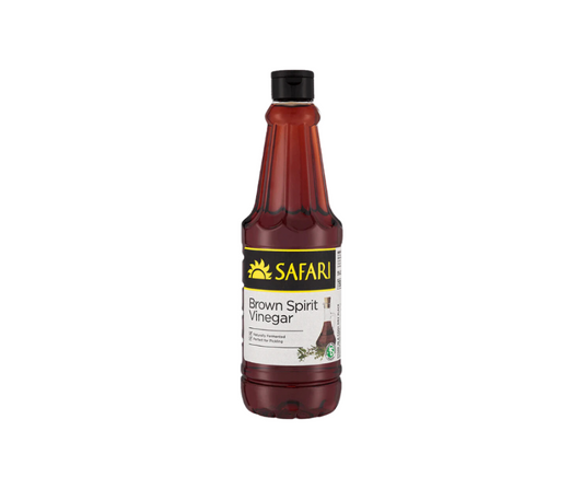Bottle of Safari Brown Spirit Vinegar on a white background