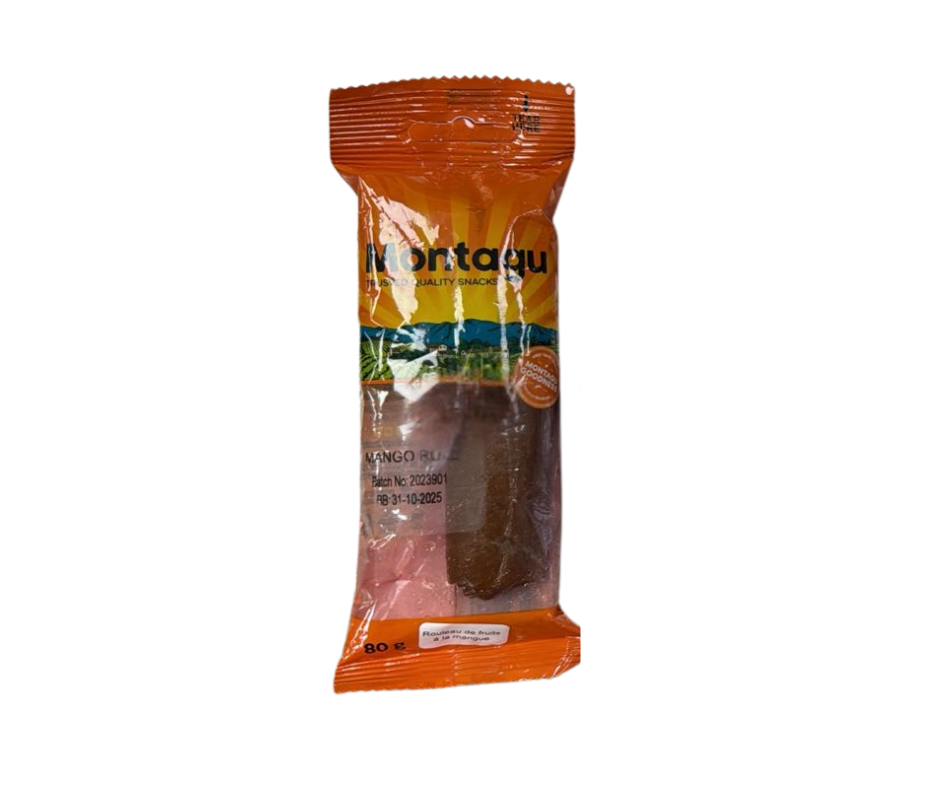 Packaged food product with 'Montagu' branding on an orange background