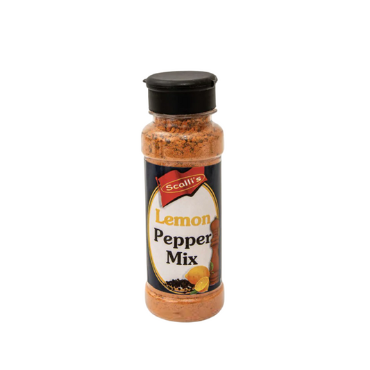 Bottle of Scoll's Lemon Pepper Mix on a white background