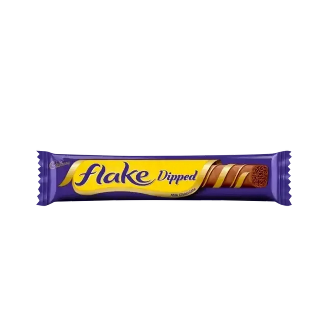 Cadbury Flake Dipped chocolate bar on a white background